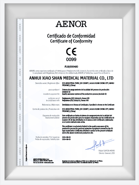 Máscara protectora Certificado CE B+D